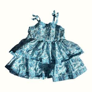 Janie and Jack Blue Floral Tiered Dress | 12–18M | NWOT
